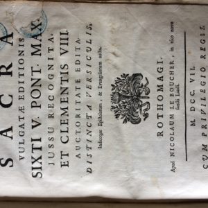 Titel: Biblia Sacra Vulgatae Editionis. Schrijver: . Uitgever: Nicolaus le Boucher te Rouen, 1707. Taal: Latin