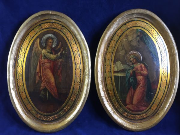 Iconen Annunciatie Engel Maria Schilderij Dullaert antiek