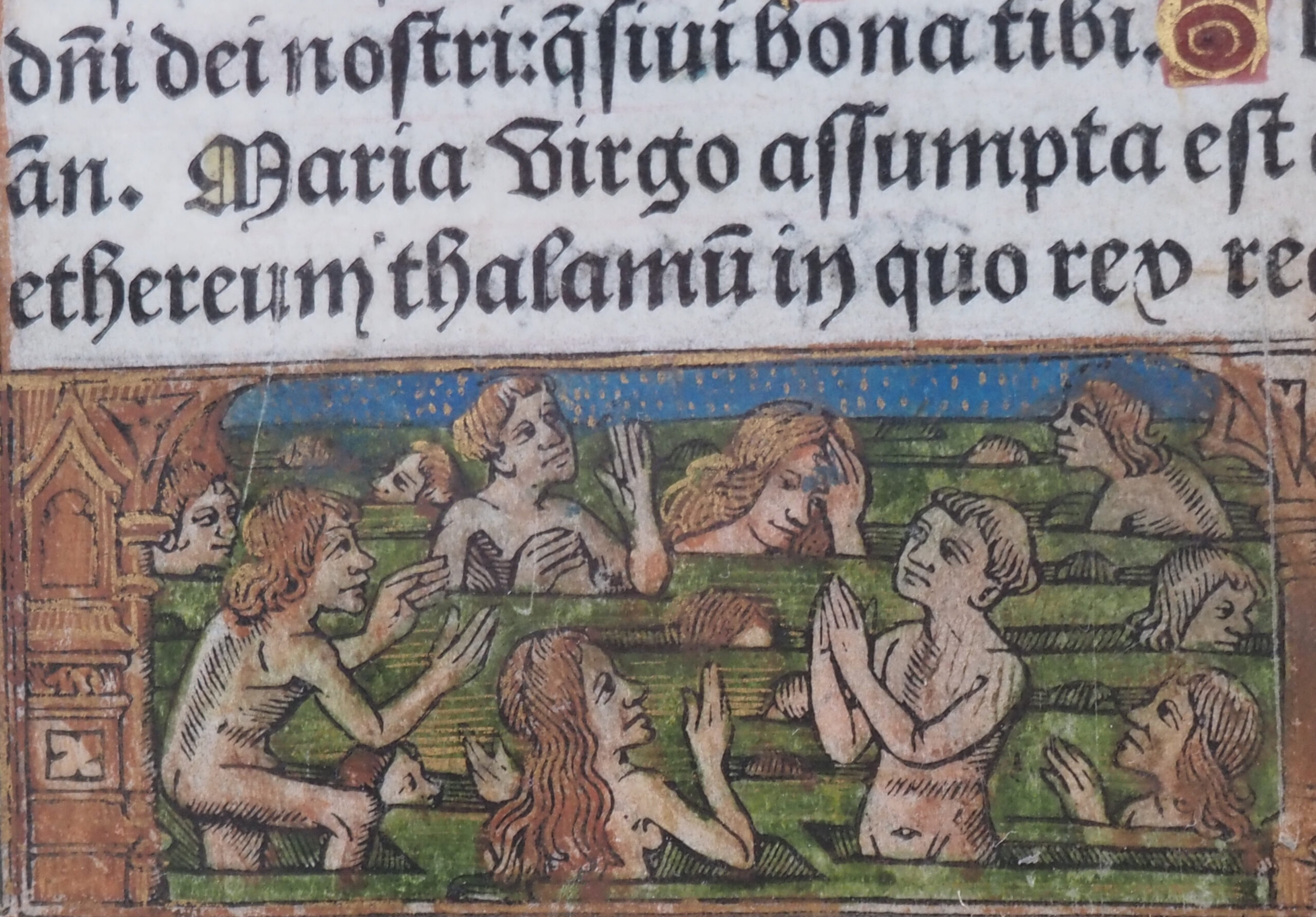 Een op perkament gedrukte pagina uit een Parijs getijdenboek - Afbeelding 2